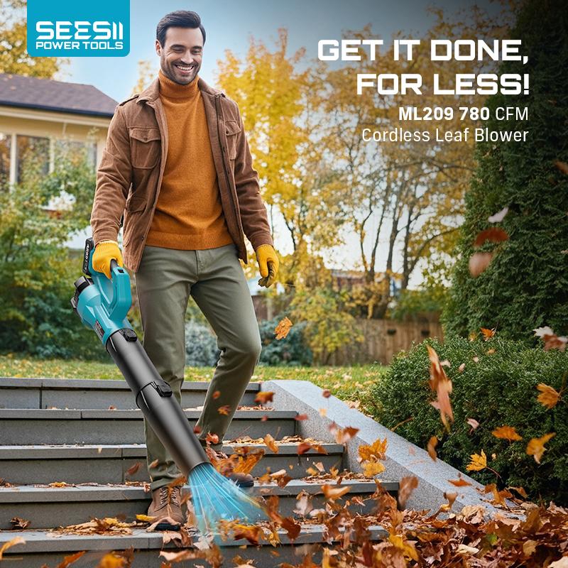 【FathersDay Gift】SEESII  Leaf Blower Cordless Electric Leaf Blower/Snow Blower  780CFM/440MPH Brushless Motor 2x4000mAh Batteries Handheld Snow Blower Variable Speed Control Turbo Button Electric Blower for Lawn Care Debris Dust Removal Outdoorfun