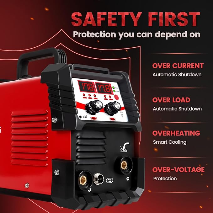 275A MIG Welder Machine Flux Core Gas/Gasless | 3-in-1 MIG TIG Stick Welder for Auto Repair & DIY