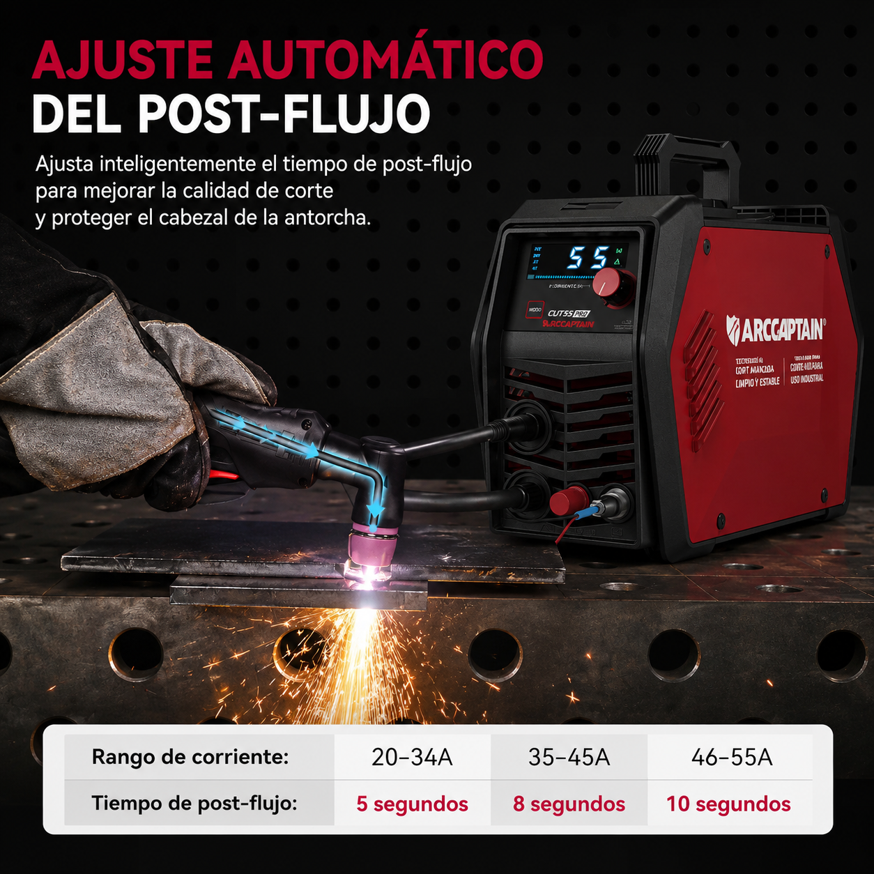 Cortadora de plasma con control por APP, 55 amperios, arco piloto sin contacto, doble voltaje 120V/240V, gran pantalla LED, modos 2T/4T, capacidad de corte de 3/4 de pulgada; cortadora de plasma de alta frecuencia con tecnología Inverter DC e IGBT, ideal 