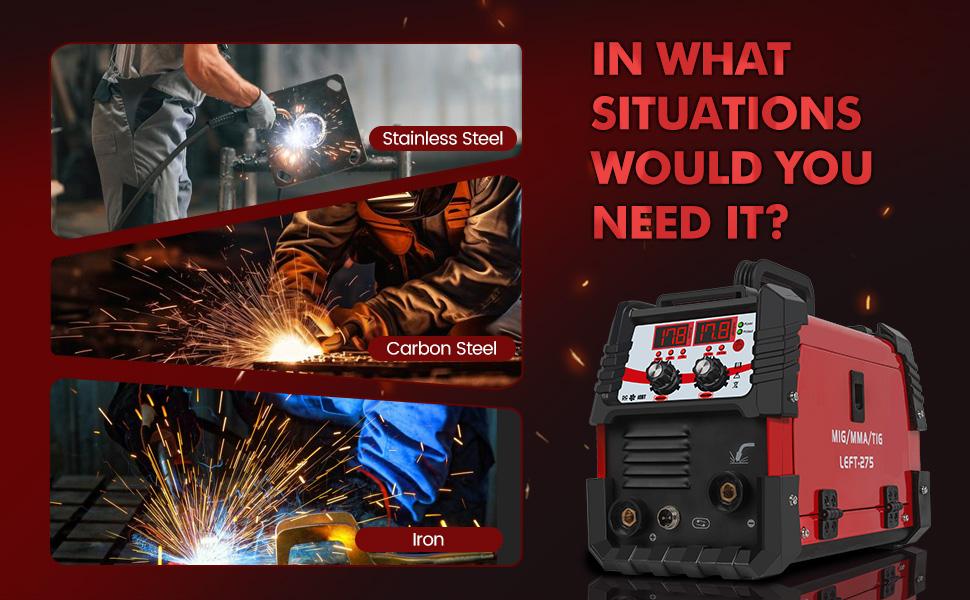 275A MIG Welder Machine Flux Core Gas/Gasless | 3-in-1 MIG TIG Stick Welder for Auto Repair & DIY