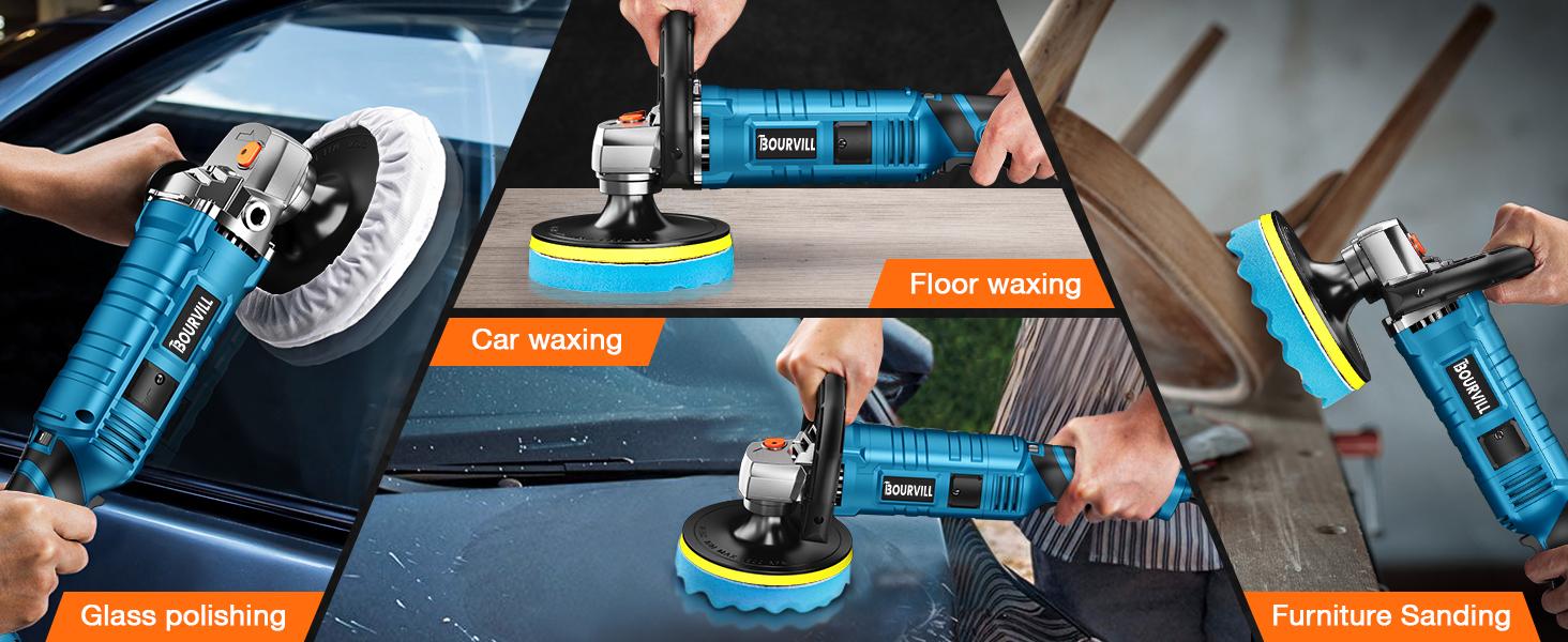 【SummerVibes】Buffer Polisher, 1600W 7 Inch Rotary Buffer Polisher Waxer, 7 Variable Speed 500-3300 RPM, Detachable Handle for Car, Boat Sanding, Polishing, Waxing Tool Box Tool Kit Heavy Duty 【SummerVibes】Buffer Polisher, 1600W 7 Inch Rotary Buffer Polisher Waxer, 7 Variable Speed 500-3300 RPM, Detachable Handle for Car, Boat Sanding, Polishing, Waxing Tool Box Tool Kit Heavy Duty
