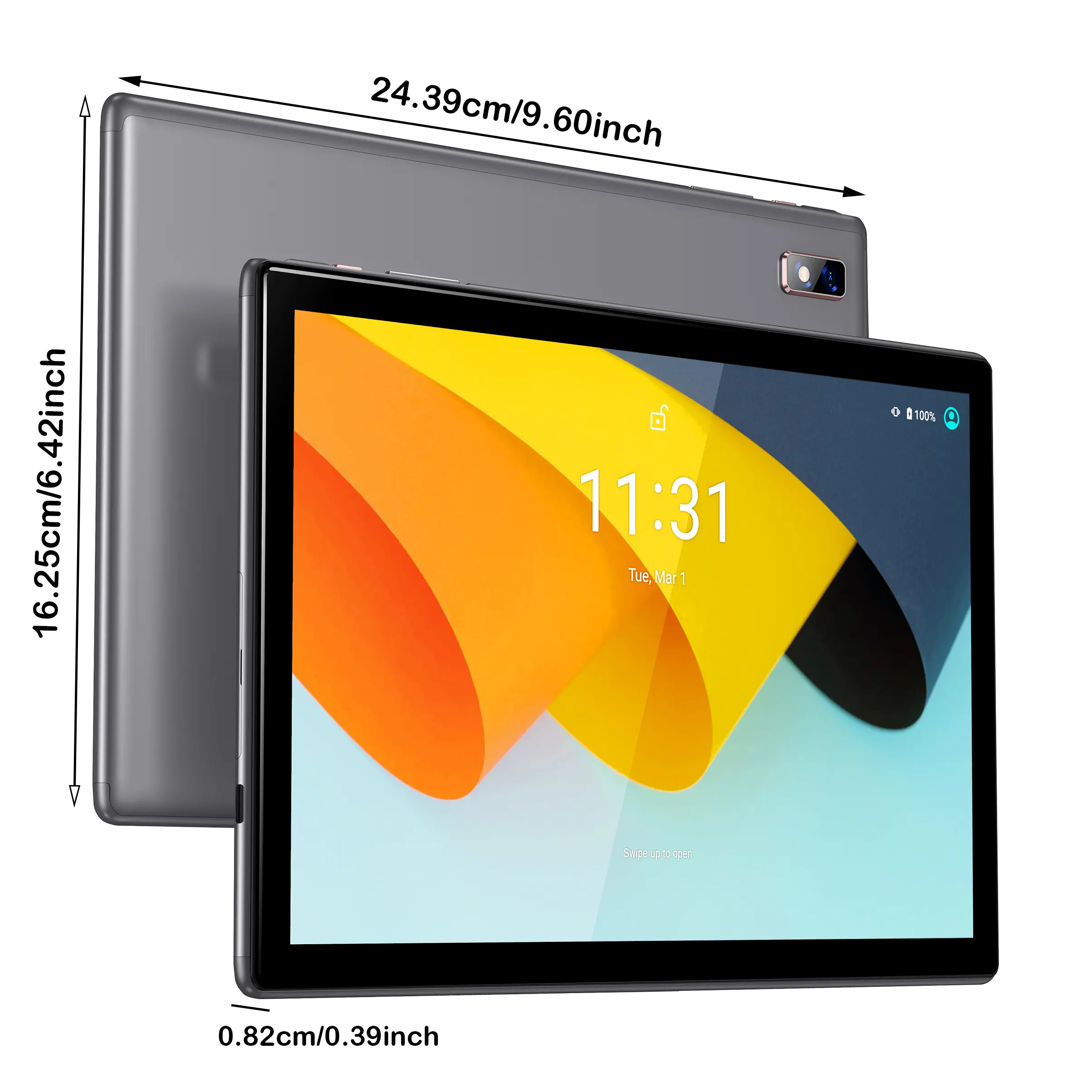 Protector de pantalla de 10.1 pulgadas para tablets Android 14 (con funda incluida) — 6 GB (2+4) + 64 GB, procesador de cuatro núcleos, cámara dual de 5+8 MP — Ideal para regalar — Con Bluetooth inalámbrico y cámara trasera (estilo smartphone)