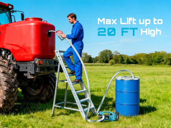 SEESII Fuel Transfer Pump 3-in-1 Power (21V/12V/24V), 12GPM, 160W Motor with 4.0Ah Battery, Self-Sealing Nozzle, Pressure Switch & All Necessary Accessories for Diesel,Kerosene, SP12 Multi