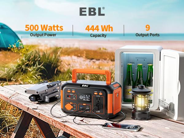 EBL 500W Portable Power Station | 444Wh Solar Generator for Camping, Home & Emergency Backup EBL 500W Portable Power Station | 444Wh Solar Generator for Camping, Home & Emergency Backup