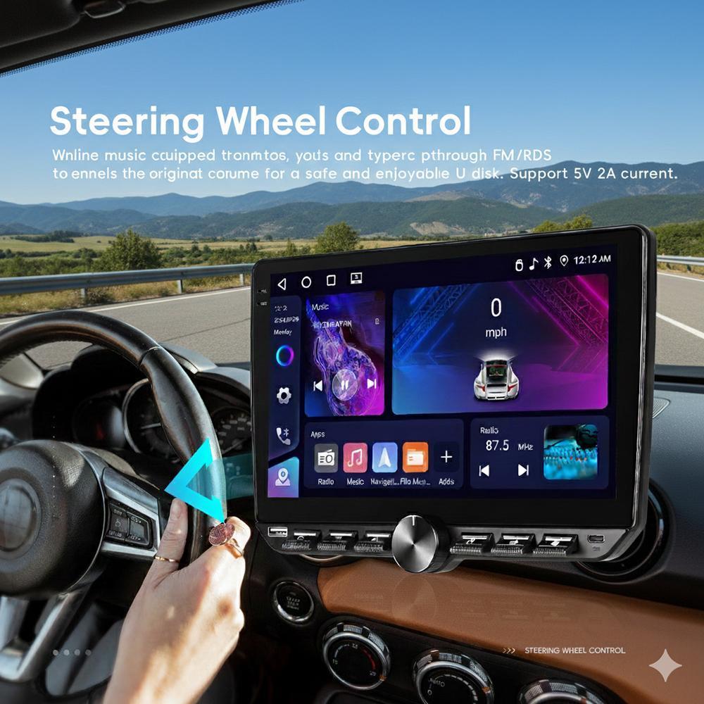 10.1" Android 15 Car Stereo MP5 Player, 4GB+64GB, Wireless CarPlay & Android Auto, FM/RDS, 6 RCA Output