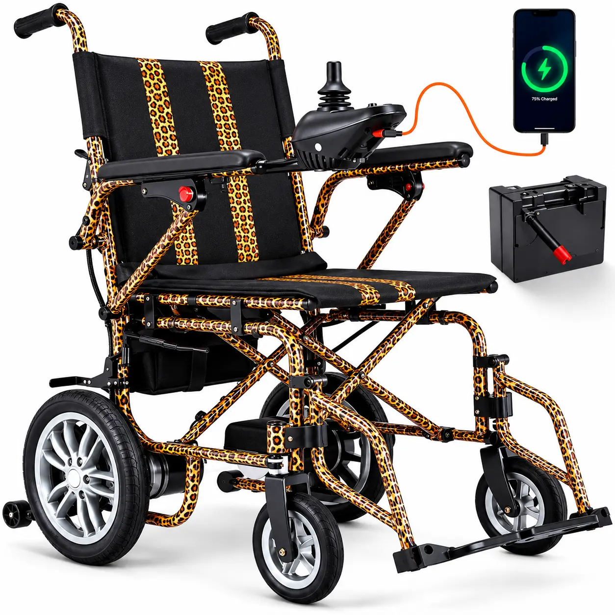 Sillas de ruedas eléctricas para adultos, silla de ruedas plegable para adultos, silla de ruedas motorizada con doble motor de 360 ​​W, autonomía de 15 millas, velocidad máxima de 4 mph y capacidad de carga de 286 libras.