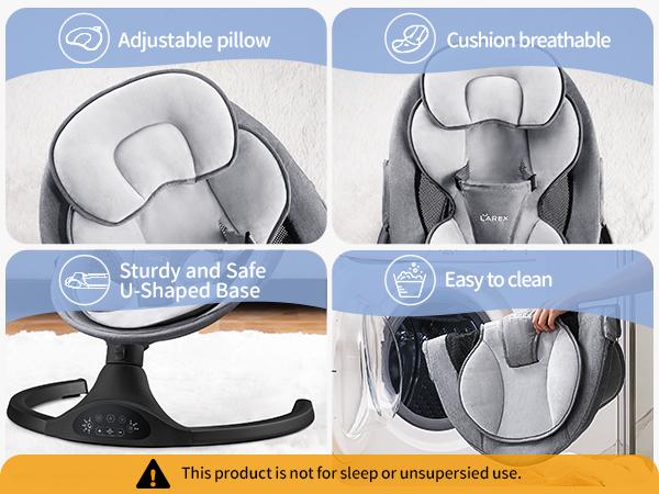 LAREX Baby Swing for Infants | Electric Bouncer for Babies,Portable Swing for Baby Boy Girl,Remote Control Indoor Baby Rocker with 5 Sway Speeds,1 Seat Positions,10 Music and Bluetooth