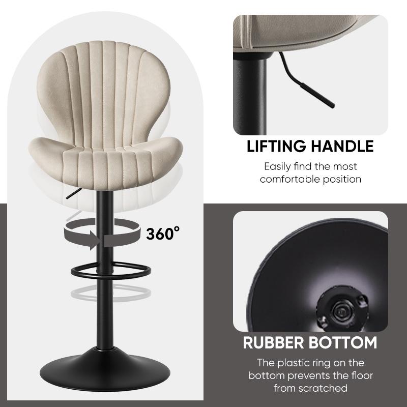 Bar Stools Set of 2 Modern Swivel Bar Chairs, Barstools Counter Height with High Backrest, Easy 3-5 Minute Assembly for Bar, Kitchen, Dining Room Beige