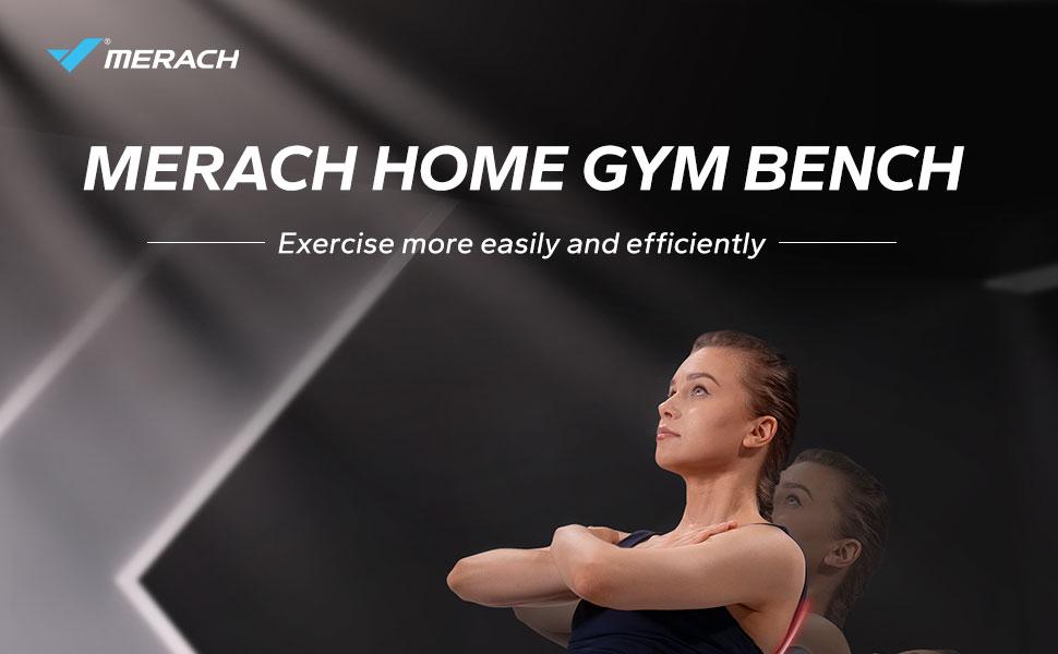 Merach Adjustable Weight Bench, Multi-Functional Full-Body Dumbbell Workouts, 300lbs Capacity Triangular Structure, Ergonomic Padded Backrest, Exercise Machine for Home Gym Strength Training