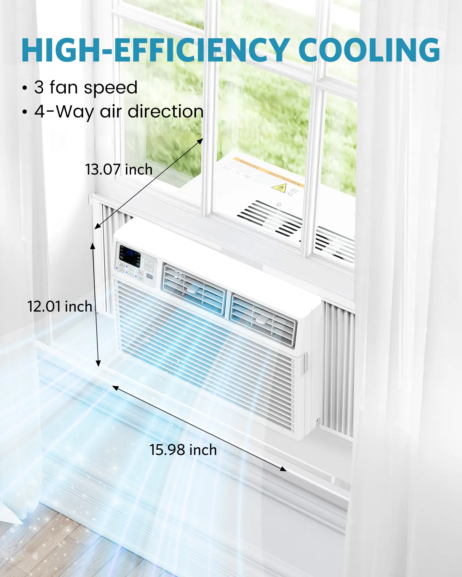 Aire acondicionado de ventana de 5000 a 14000 BTU, unidad de aire acondicionado para ventanas con capacidad de enfriamiento de hasta 350 pies cuadrados, 4 modos y 3 velocidades de ventilador, temporizador de 24 horas, control remoto, funcionamiento silenc