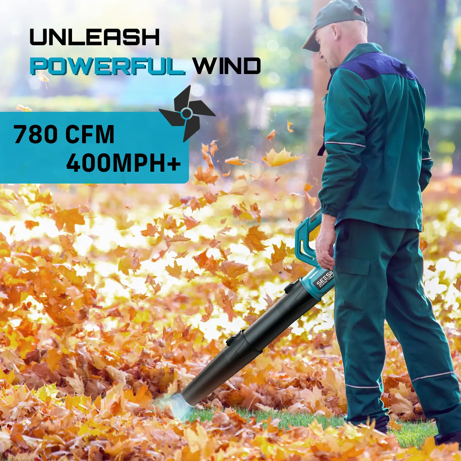 【Compra uno y llévate otro gr】 Soplador de hojas eléctrico inalámbrico/soplador de nieve de 780 CFM/440 MPH con motor sin escobillas y 2 baterías de 4000 mAh. Soplador de nieve portátil con control de velocidad variable y botón turbo. Ideal para el cuidad