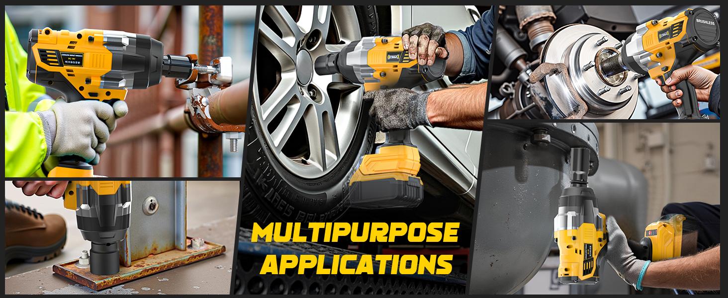 1700Ft-lbs (2300N.m) Cordless Impact Wrench 1/2" Compatible with Dewalt/Milwaukee Battery(No Battery!!),Brushless Impact Gun with 4 Modes & LED Light for CarTruck fathers day gift