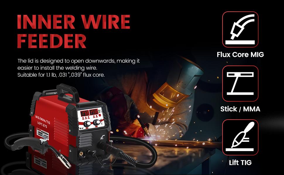 275A MIG Welder Machine Flux Core Gas/Gasless | 3-in-1 MIG TIG Stick Welder for Auto Repair & DIY