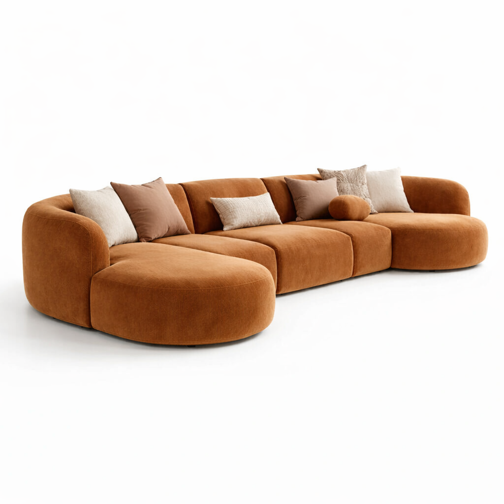 Sofa Braun Modern Gross Ecksofa Gepolstert Komfort Design
