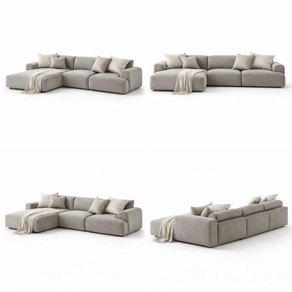 Sofa Grau Modern Gross Ecksofa Minimalistisch Komfort