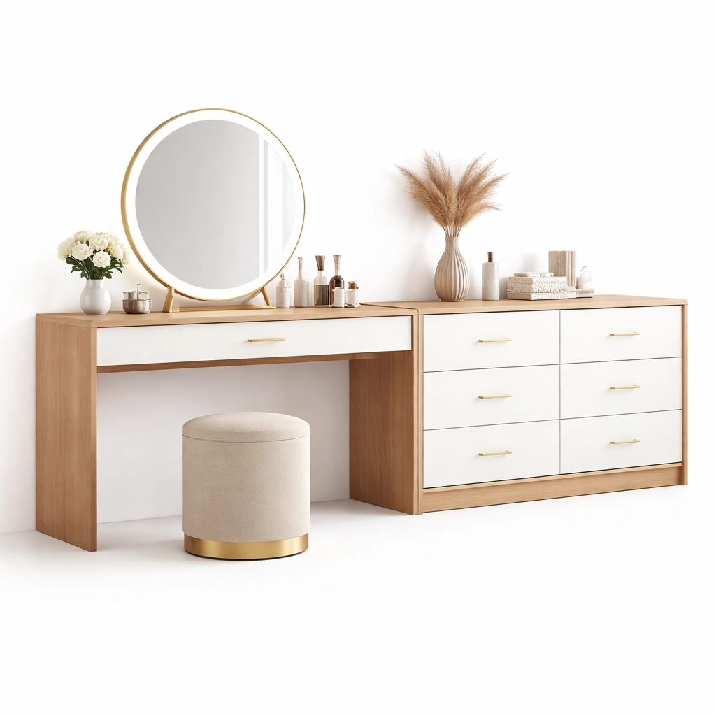 Schminktisch Set Natur Holz Modern Mit Kommode Gross