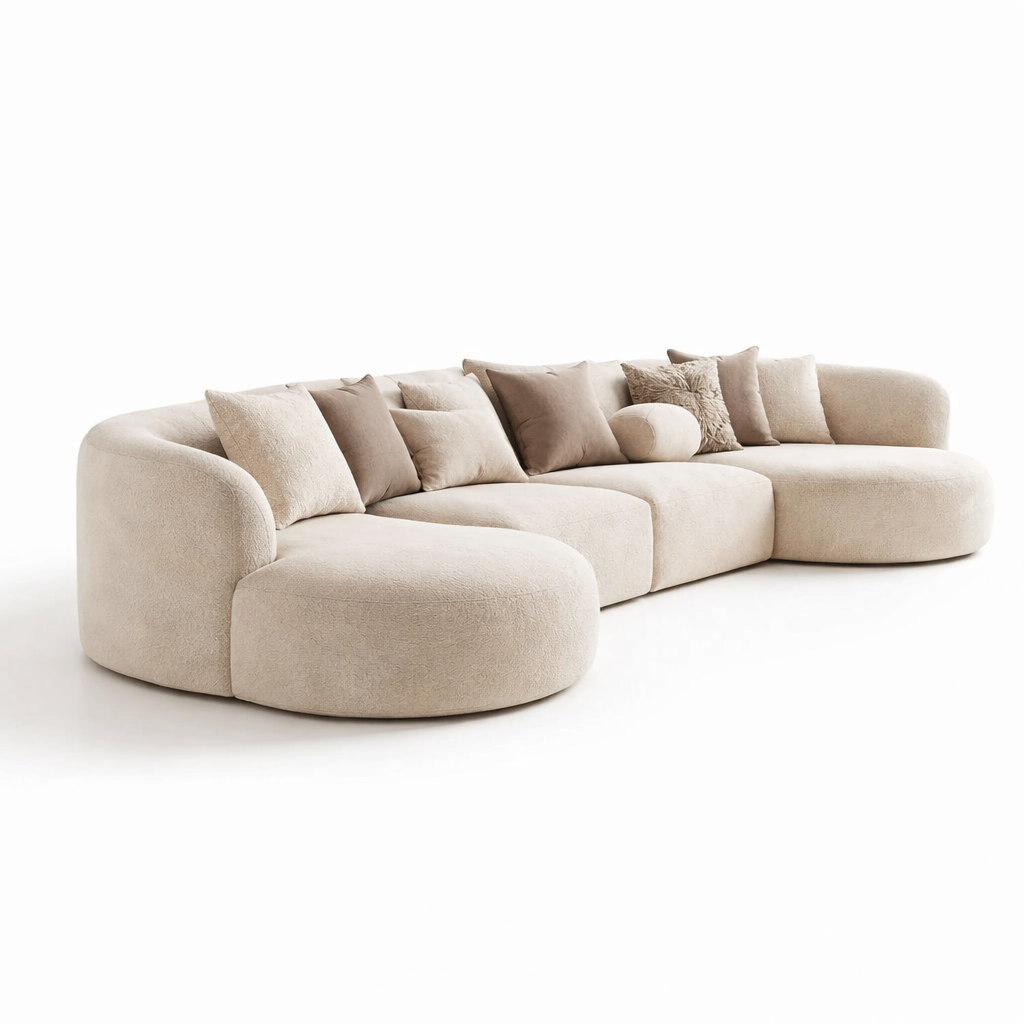 Sofa Beige Modern Gross Ecksofa Weich Gepolstert Design