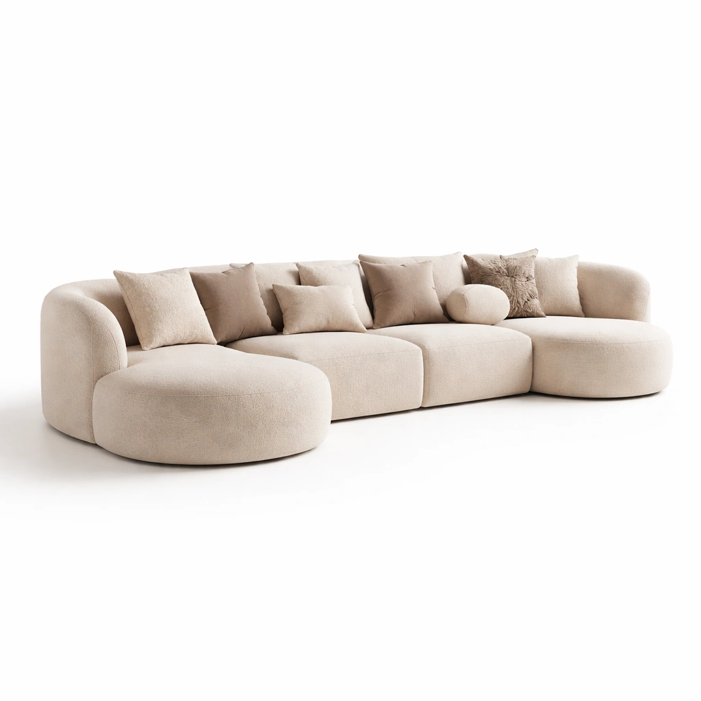Sofa Beige Modern Gross Ecksofa Weich Gepolstert Design