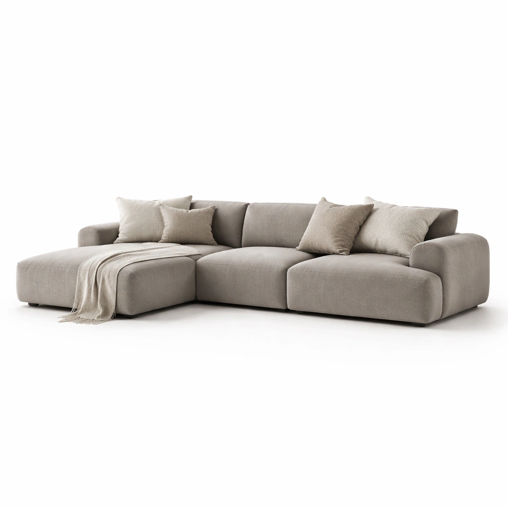 Sofa Grau Modern Gross Ecksofa Minimalistisch Komfort