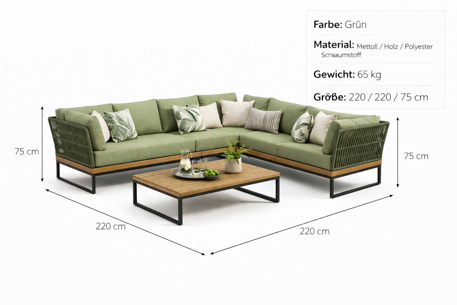 Garten Lounge Set Gruen Modern Ecksofa Mit Tisch Outdoor