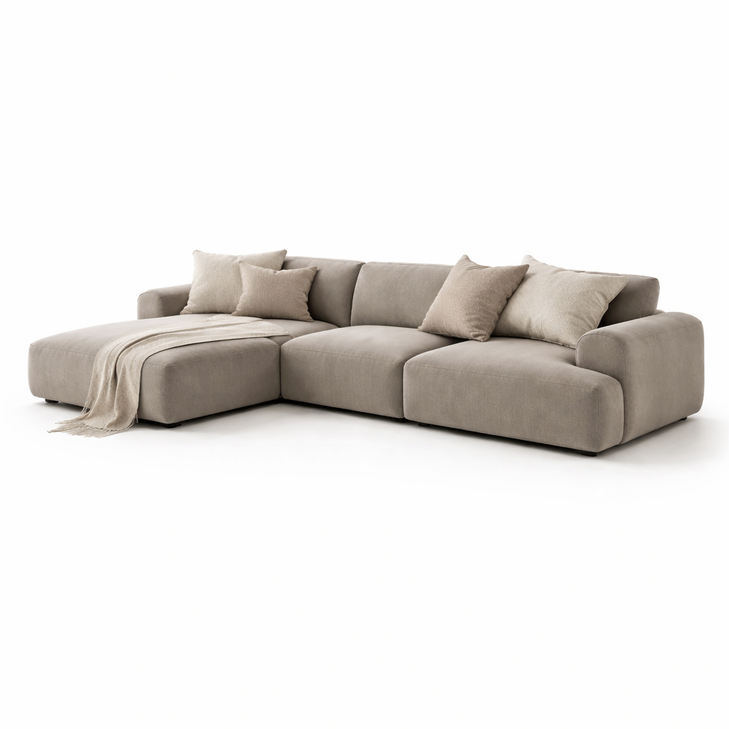 Sofa Grau Modern Gross Ecksofa Minimalistisch Komfort