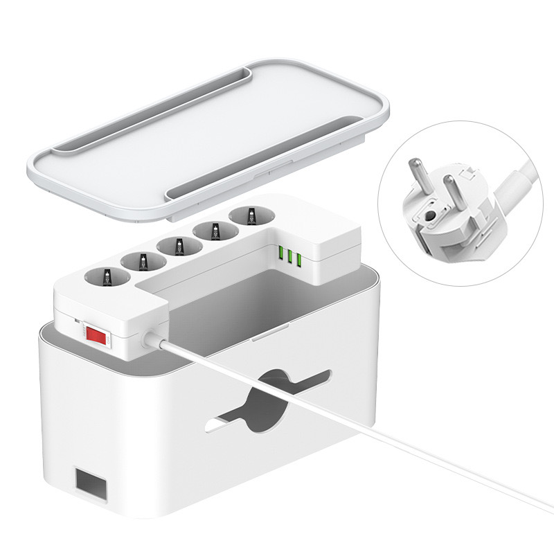 Steckdosenleiste mit USB und Kabelbox