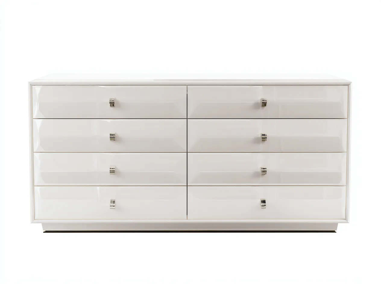 Cómoda de madera con cajones 150x45x80 cm blanco brillante - diseño moderno dormitorio-Sizosodecor