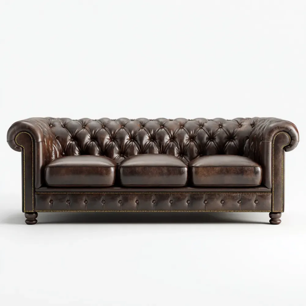 Chesterfield Sofa Leder 200x85x75 cm - Dunkelbraun