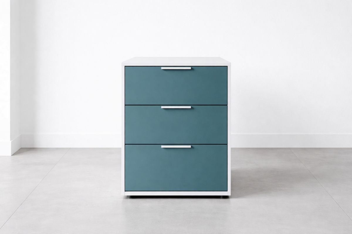 Nachttisch mit 3 Schubladen Blau Weiß MDF Spanplatte 60 cm x 40 cm x 45 cm