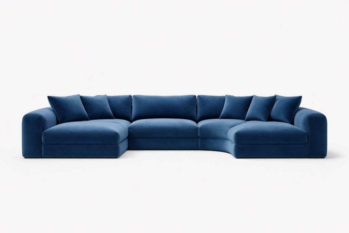 Ecksofa Samt Dunkelblau L-Form