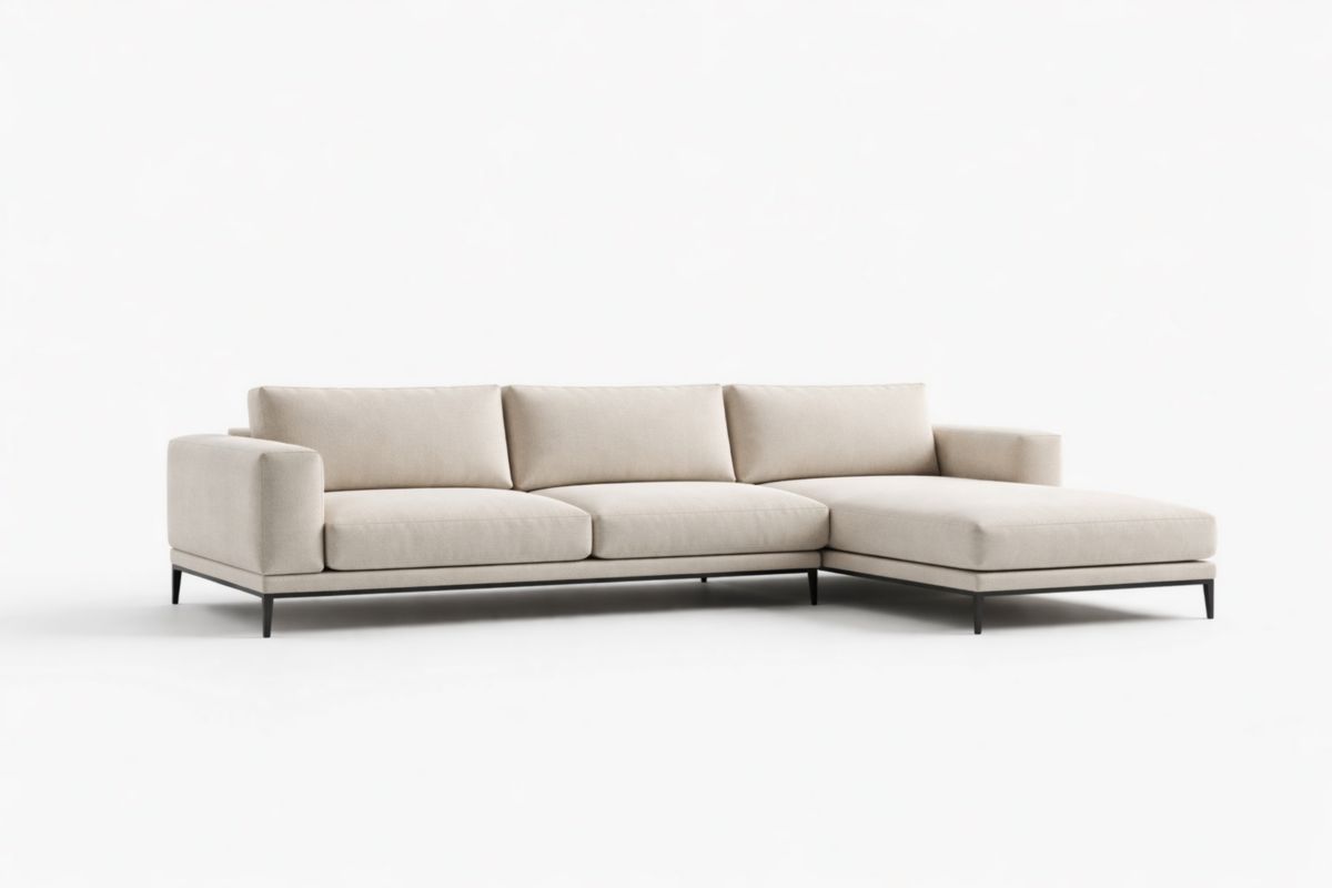 Ecksofa Stoff Beige Metallfüße