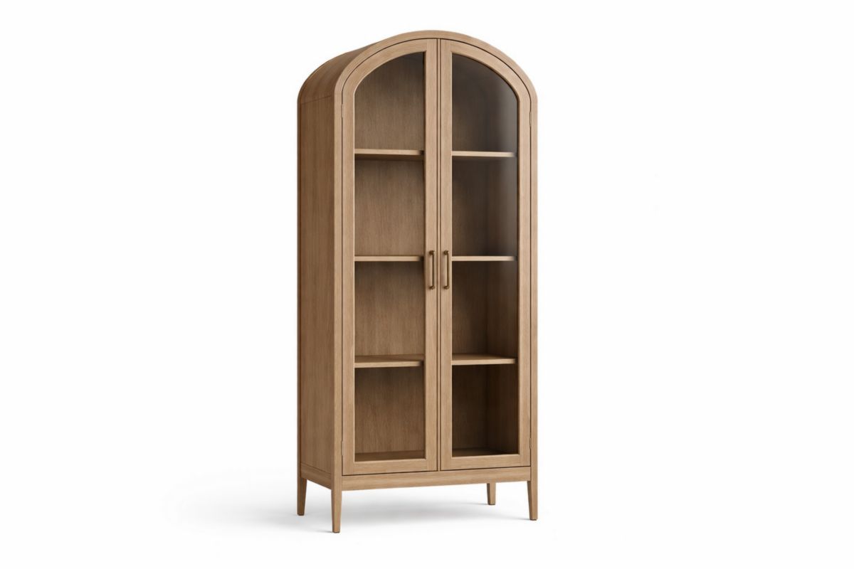 Vitrinenschrank Holz Glas Doppeltüren 200cm Höhe 90cm Breite 45cm Tiefe