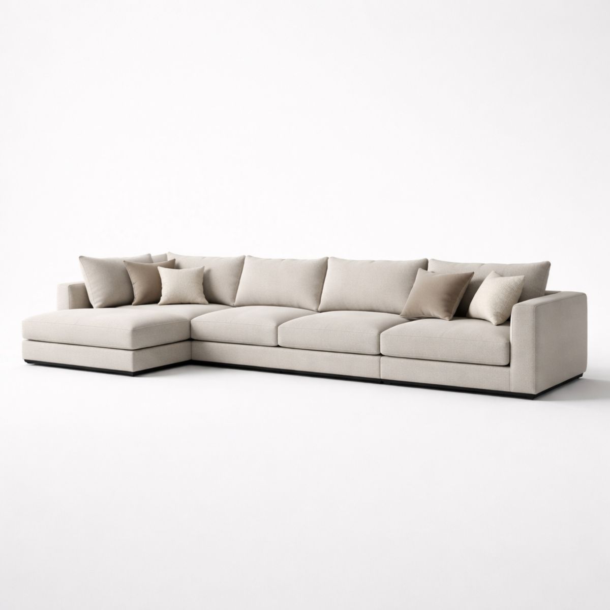 L-förmiges Ecksofa Stoff Beige 300x200 cm