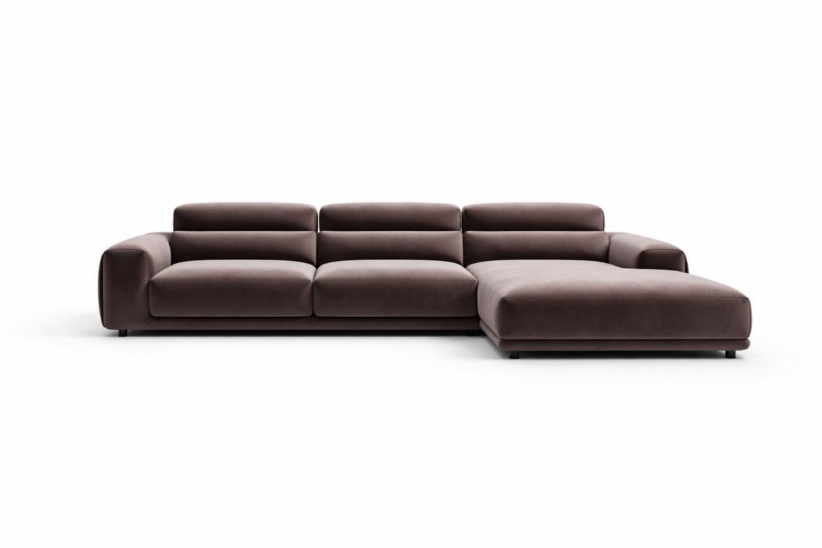 Ecksofa Braun Velour L315 x T195 x H80 cm