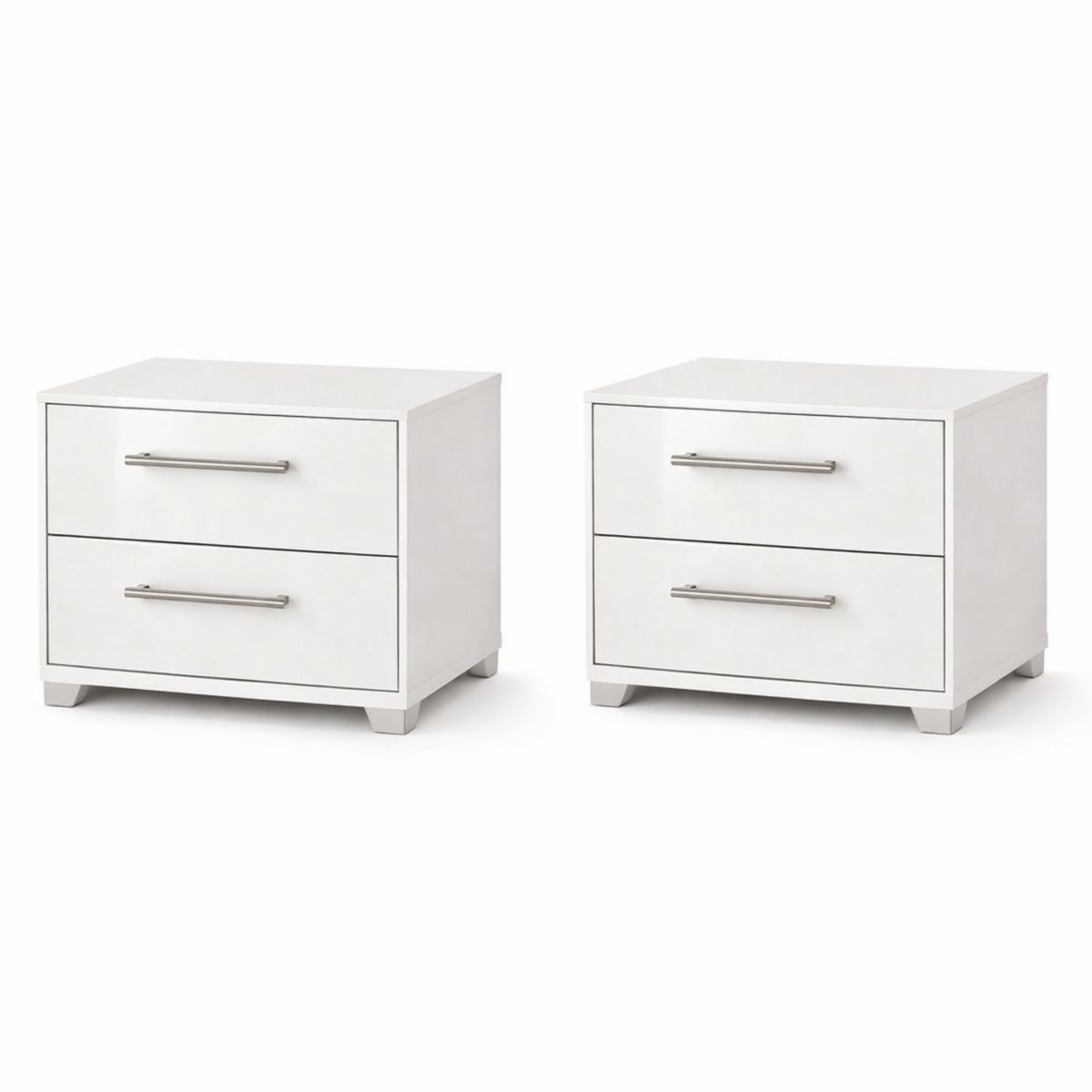 2er-Set Nachttische mit 2 Schubladen Weiß MDF 60x40x45cm