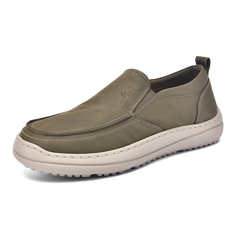 Men's Slip-On Sneakers - Ultimate Comfort Black Canvas Shoes, Easy On/Off with Heel Loop