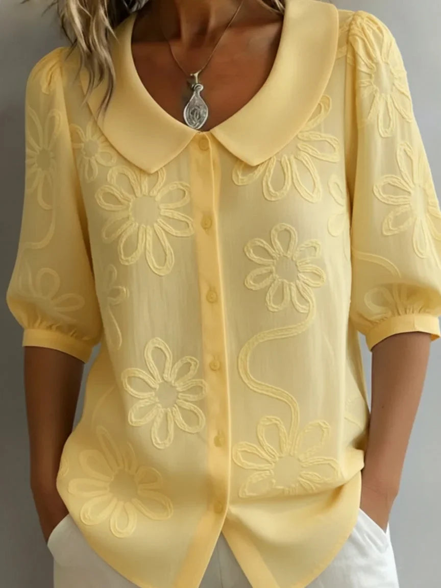 LENA FLORAL STAND-UP COLLAR SHIRT
