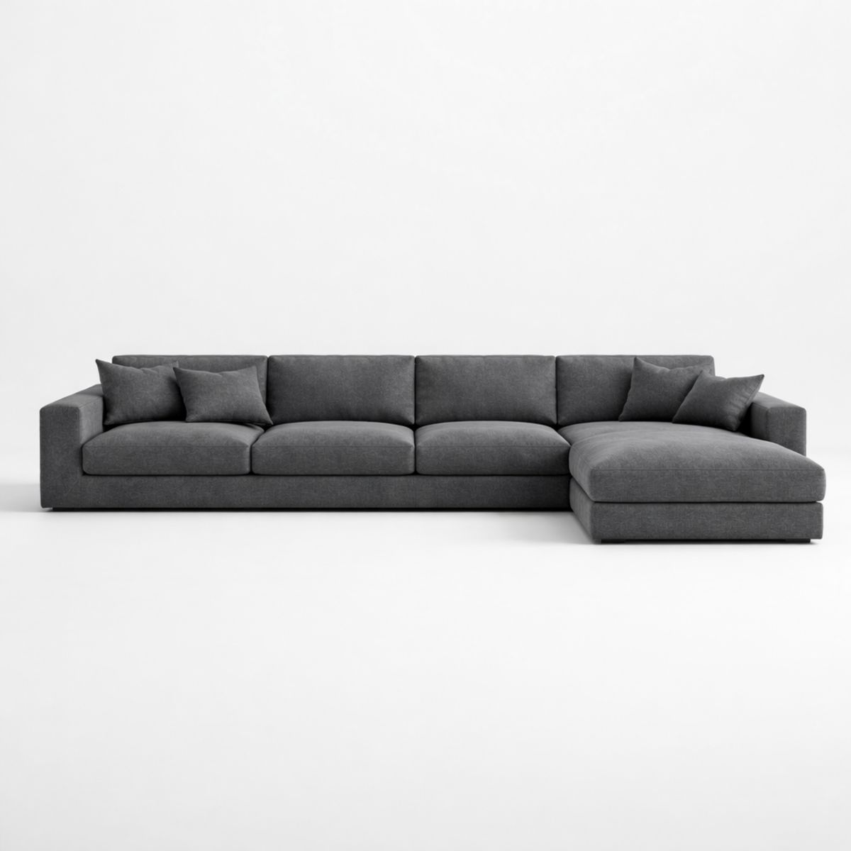 Ecksofa mit Ottomane, Polyester Stoff, L-Form, 300 x 150 x 85 cm, Grau
