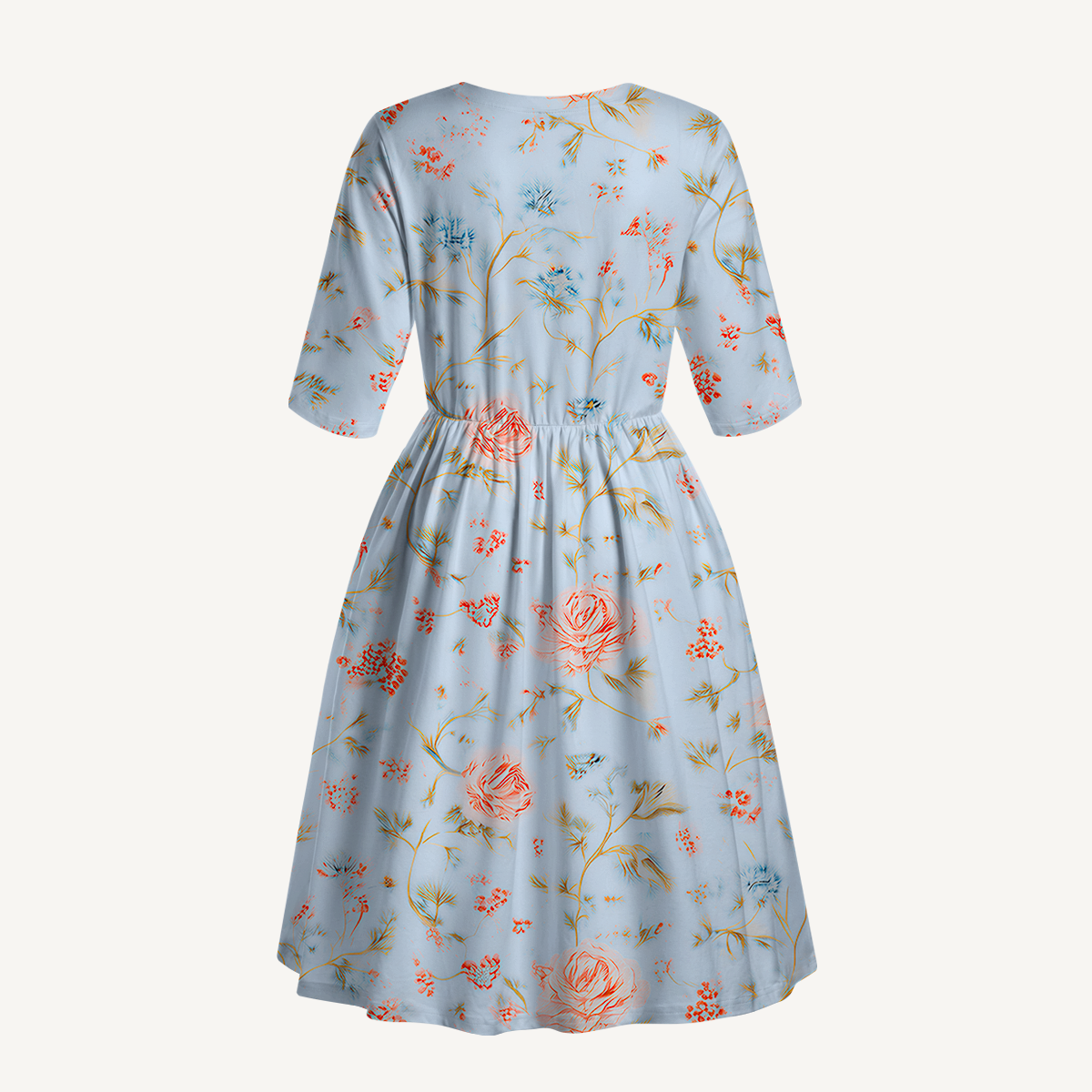 Round Neck Rosabelle Bloom Midi Dress