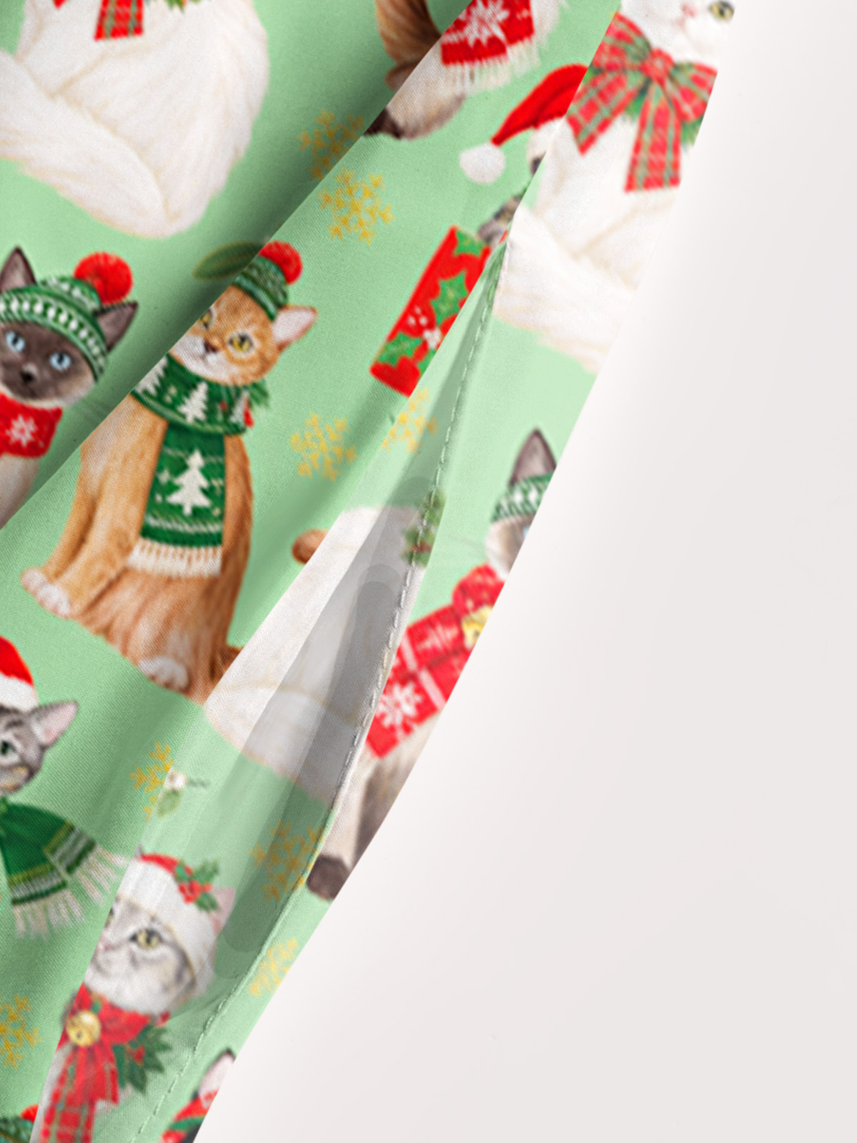 Christmas Kitty Parade Print Wide Straps Maxi Dress With Pockets