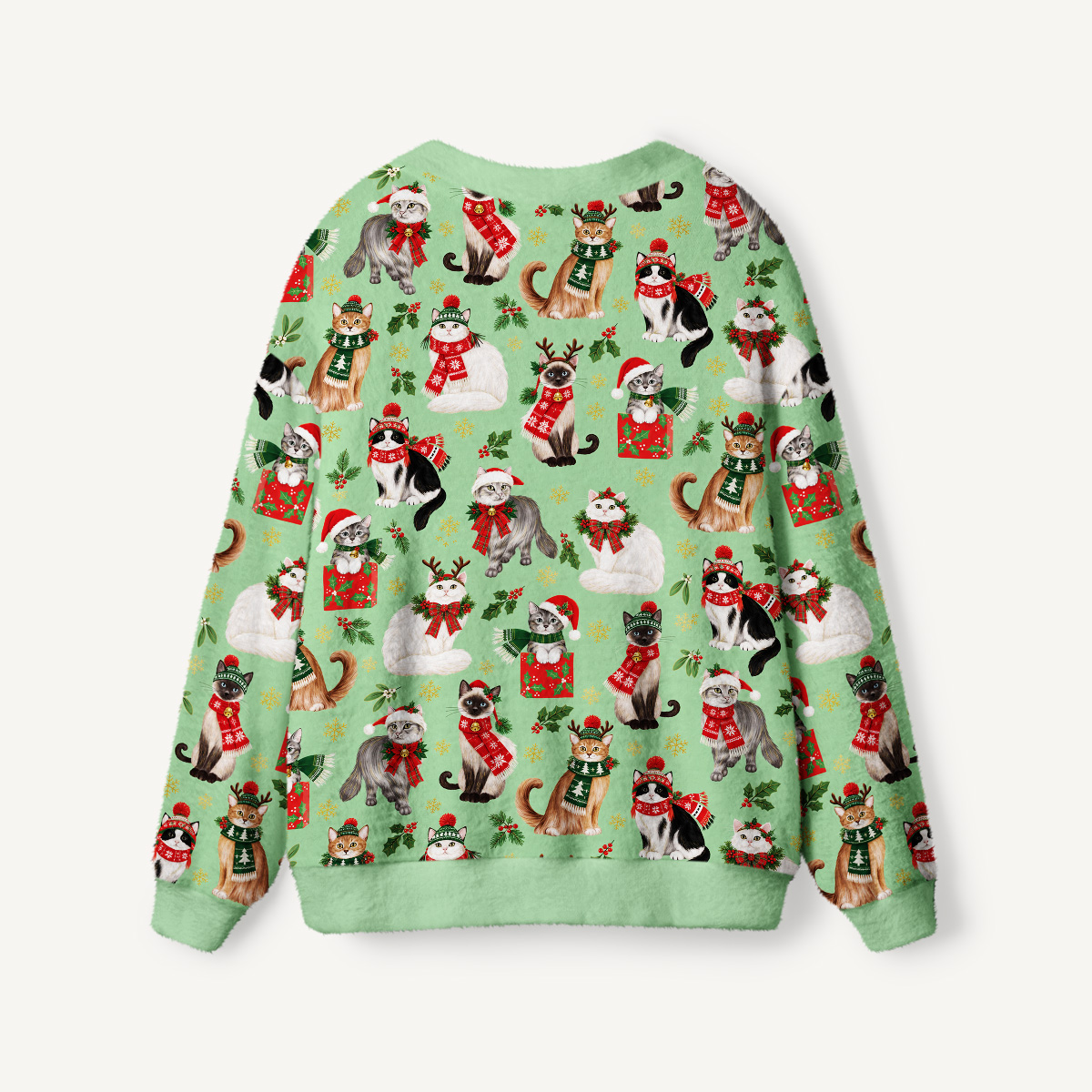 Christmas Kitty Parade Print Ugly Cardigan Sweaters