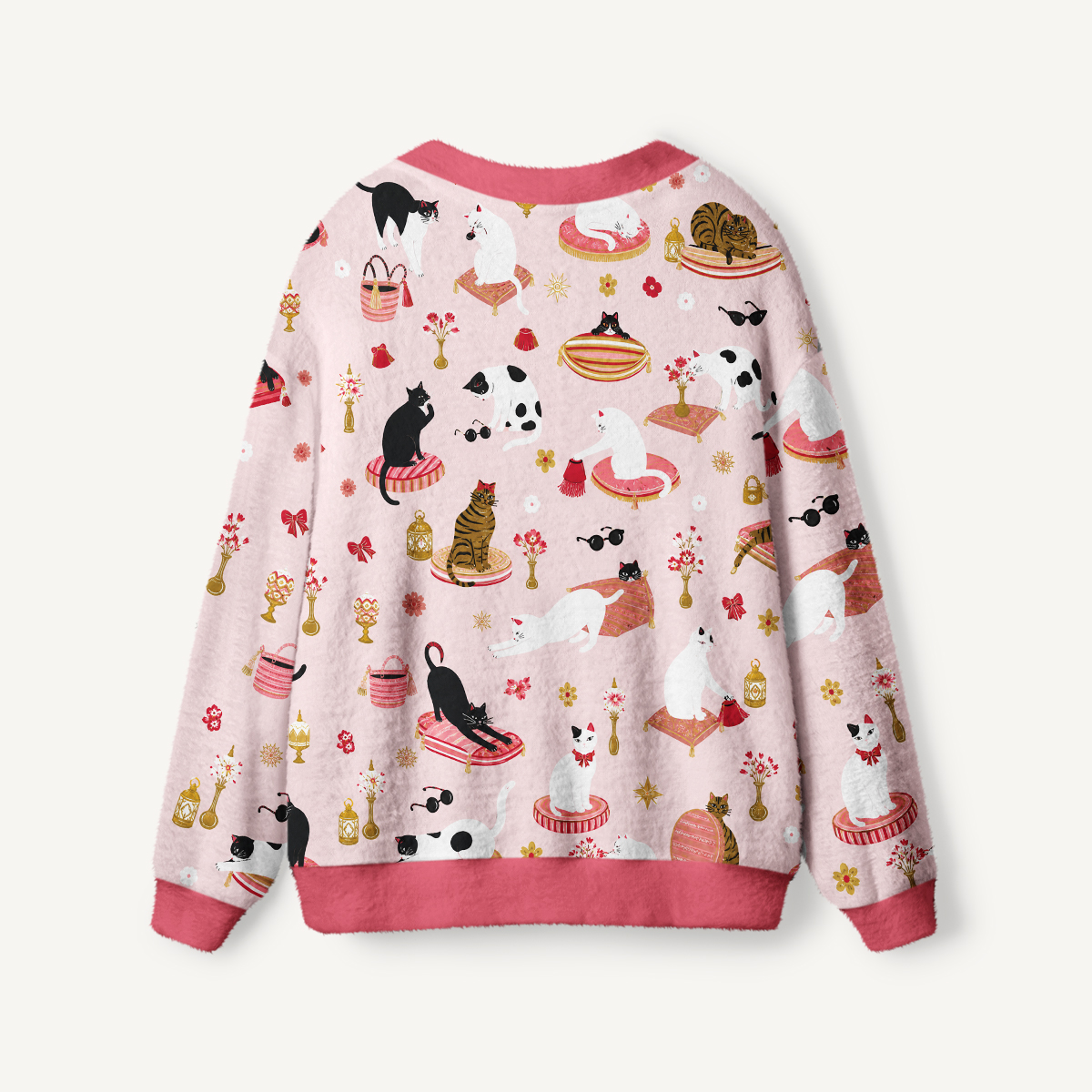 Whimsical Cat Lounge Ugly Cardigan Sweaters