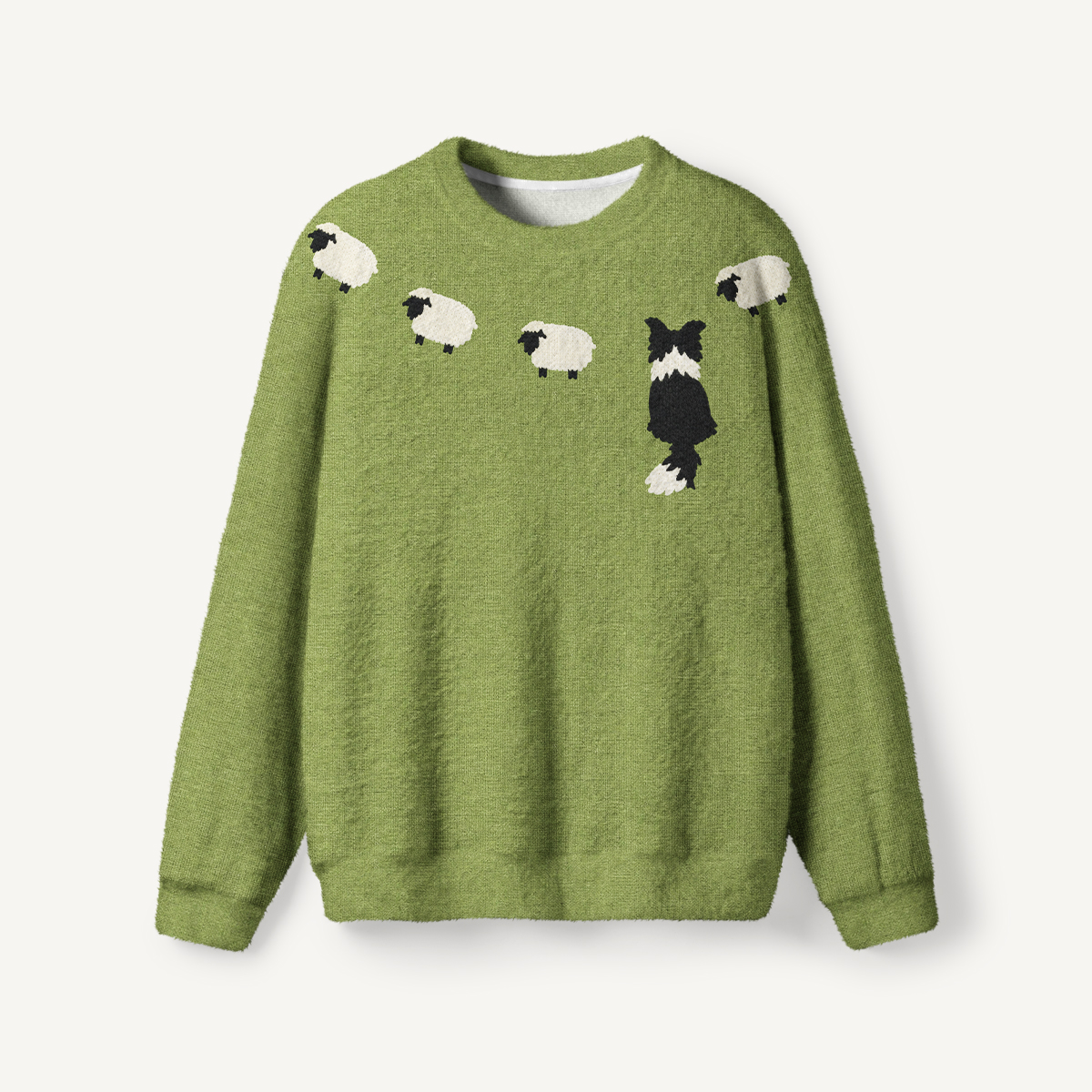Sheep Herding Dog Fuzzy Crewneck Sweater