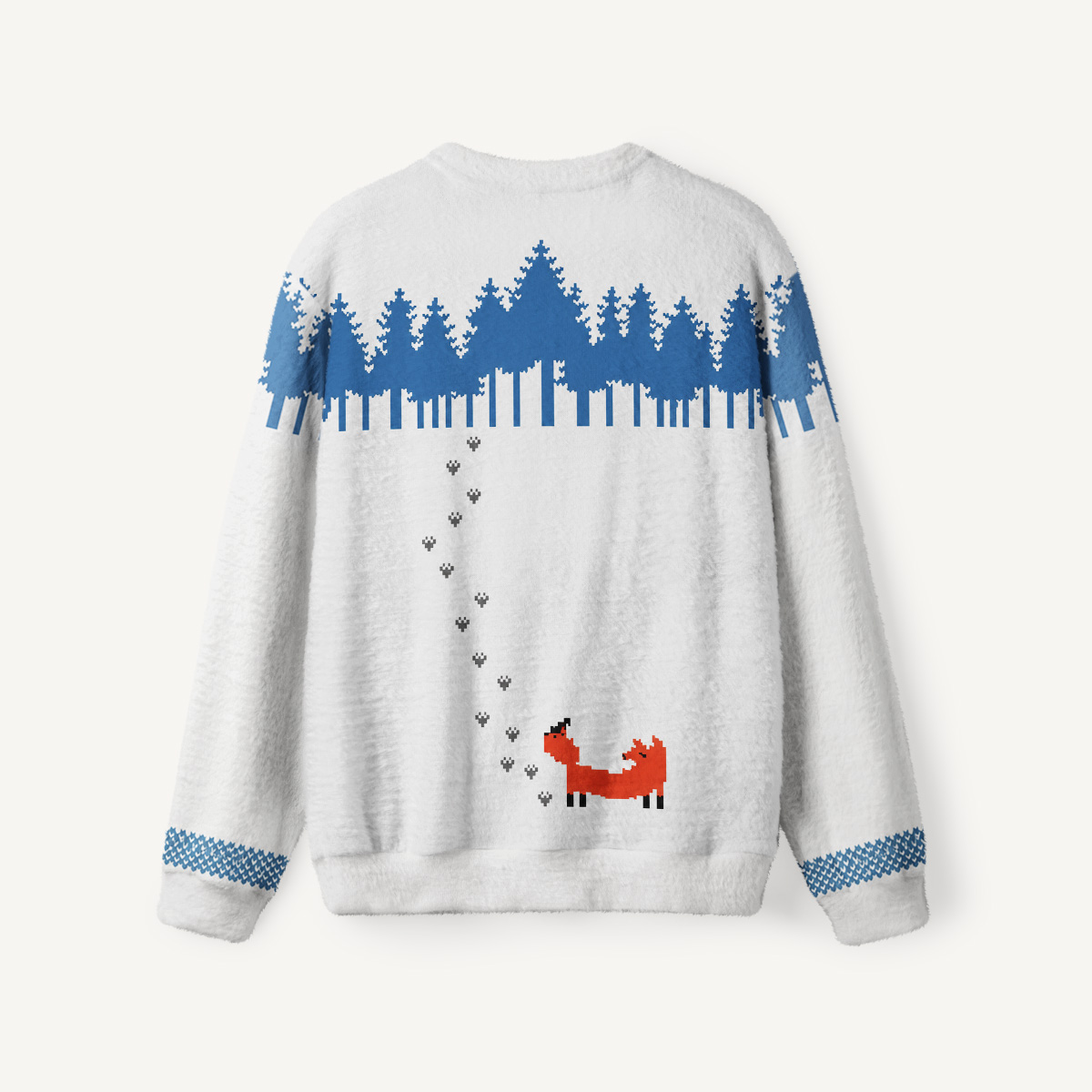 Nordic Woodland Fox Fuzzy Crewneck Sweater