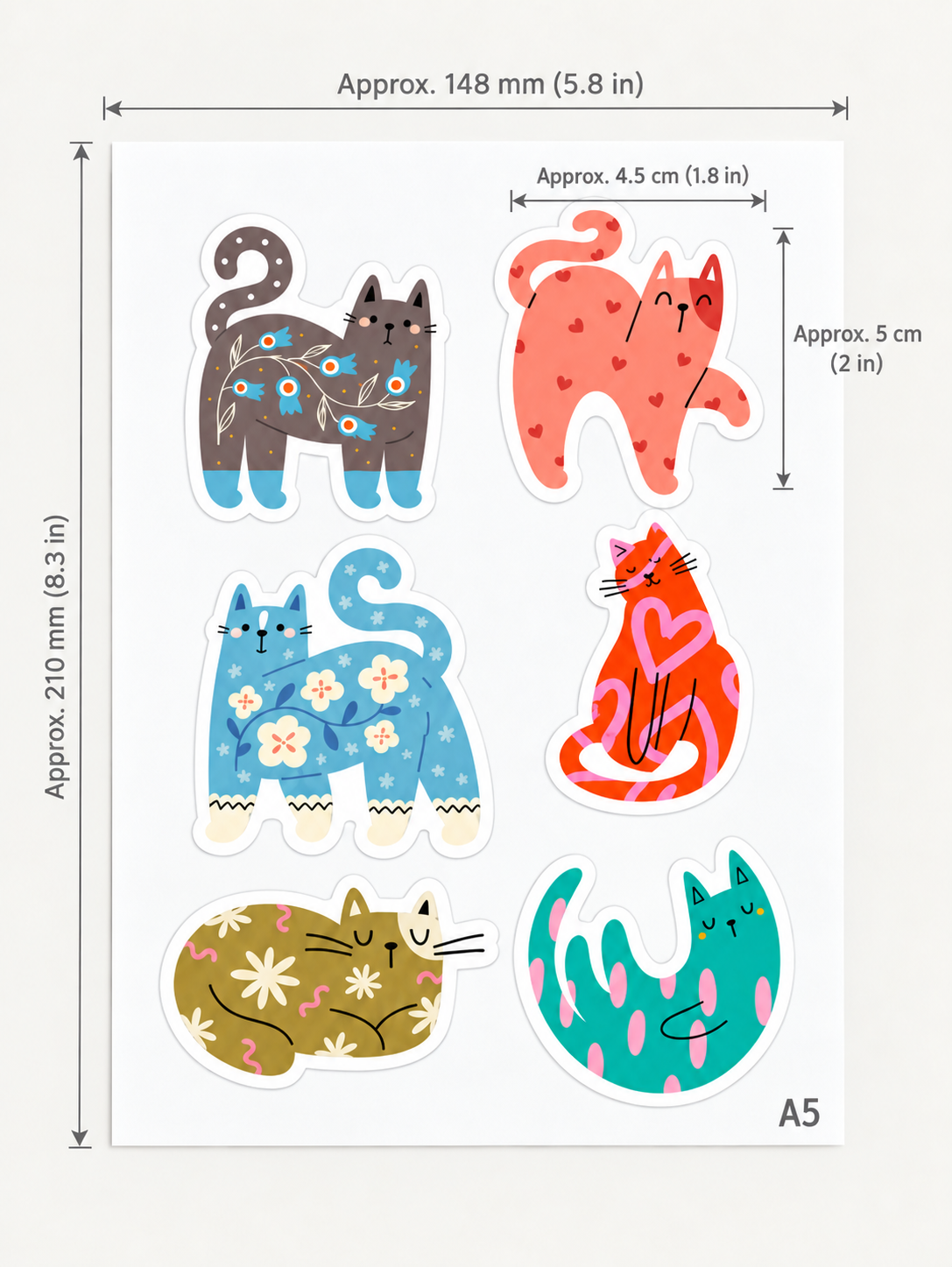 Colourful Cat Stickers