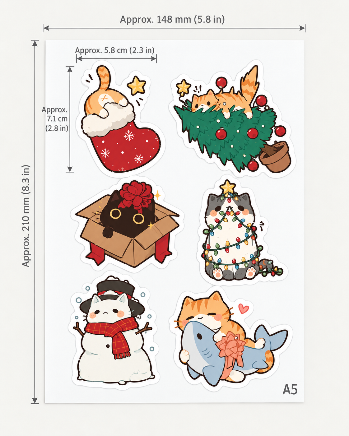 Christmas Cat Adventures Stickers