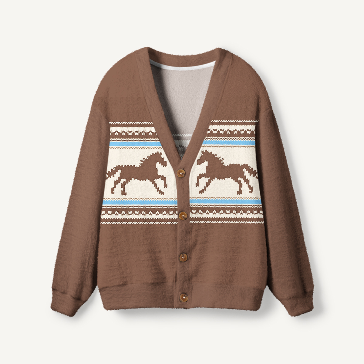 Rustic Western Horse Fair Isle Ugly Cardigan Sweaters