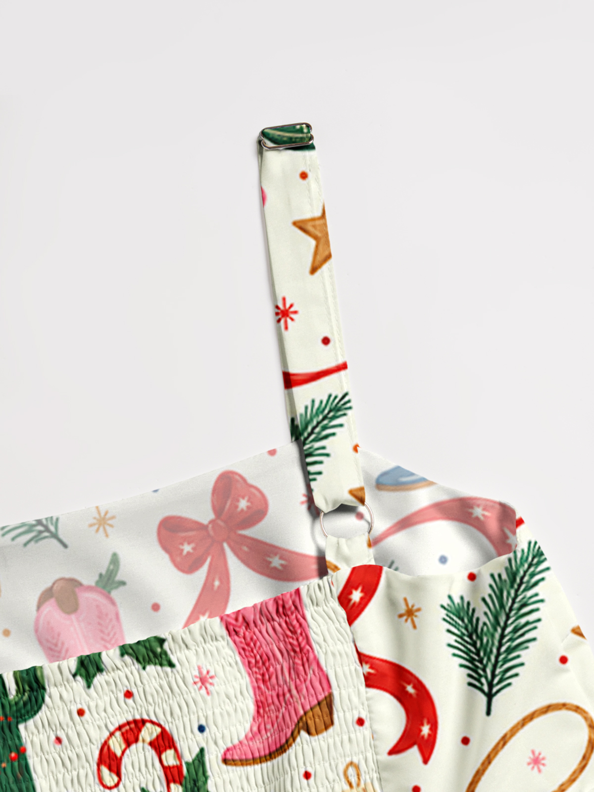 Western Christmas Rodeo Print Wide Straps Maxi Dress With Pockets