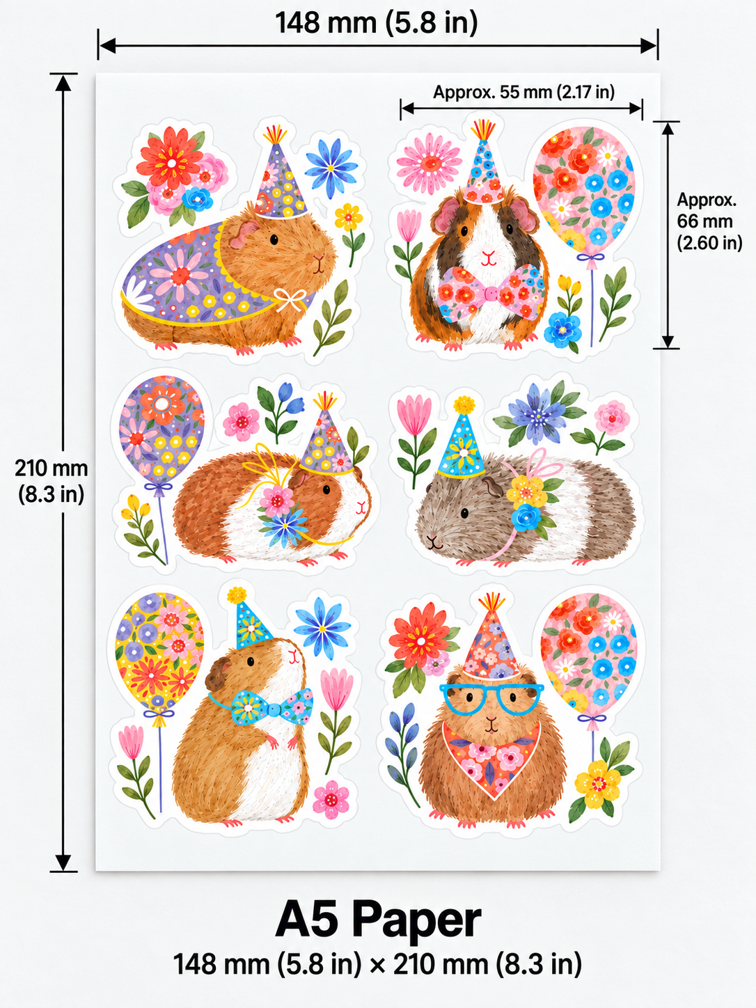 Birthday Guinea Pig Stickers