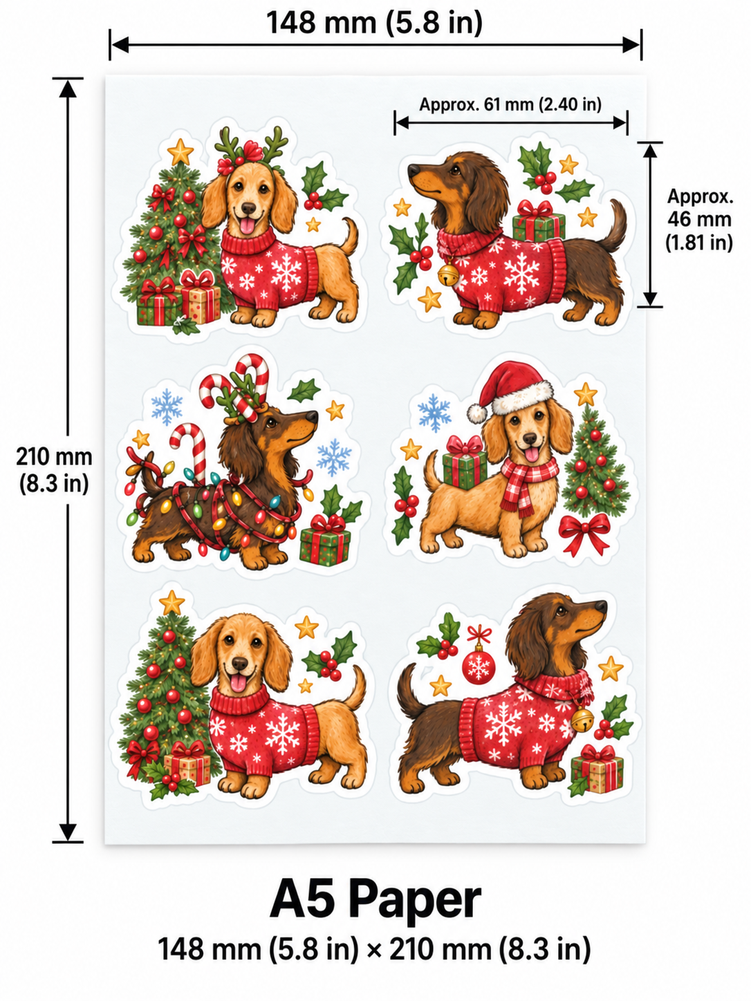 Christmas Dachshund Stickers
